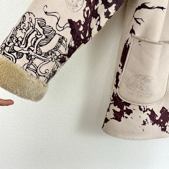 Vintage Y2K 90's Step in Style Women's M Faux Suede Sherpa Lined Pea Coat Jacket - Picture 4 of 11